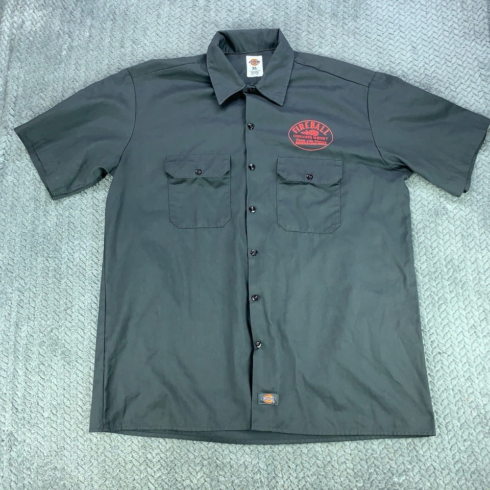 Dickies‎ Fireball Whiskey Workwear Shirt Mens Size XL Gray Skate Grunge